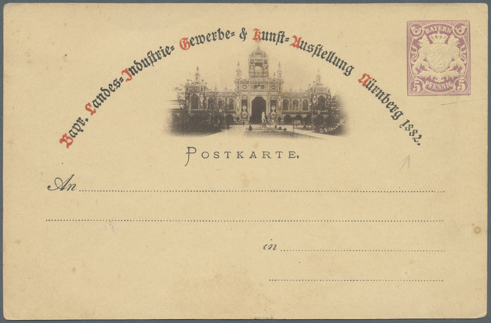 GA Bayern - Ganzsachen: 1882, NÜRNBERG - L.G.A., Luxus-Sonderstempel (Bochmann Nr.1 Als Erster Bayerisc - Autres & Non Classés