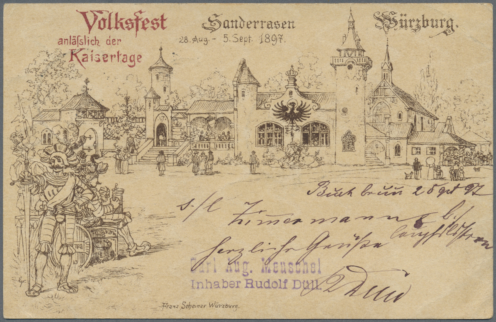 GA Bayern - Ganzsachen: 1897, 5 Pfg. Privatganzsachenkarte "Würzburg - Volksfest Anläßlich Der Kaiserta - Autres & Non Classés