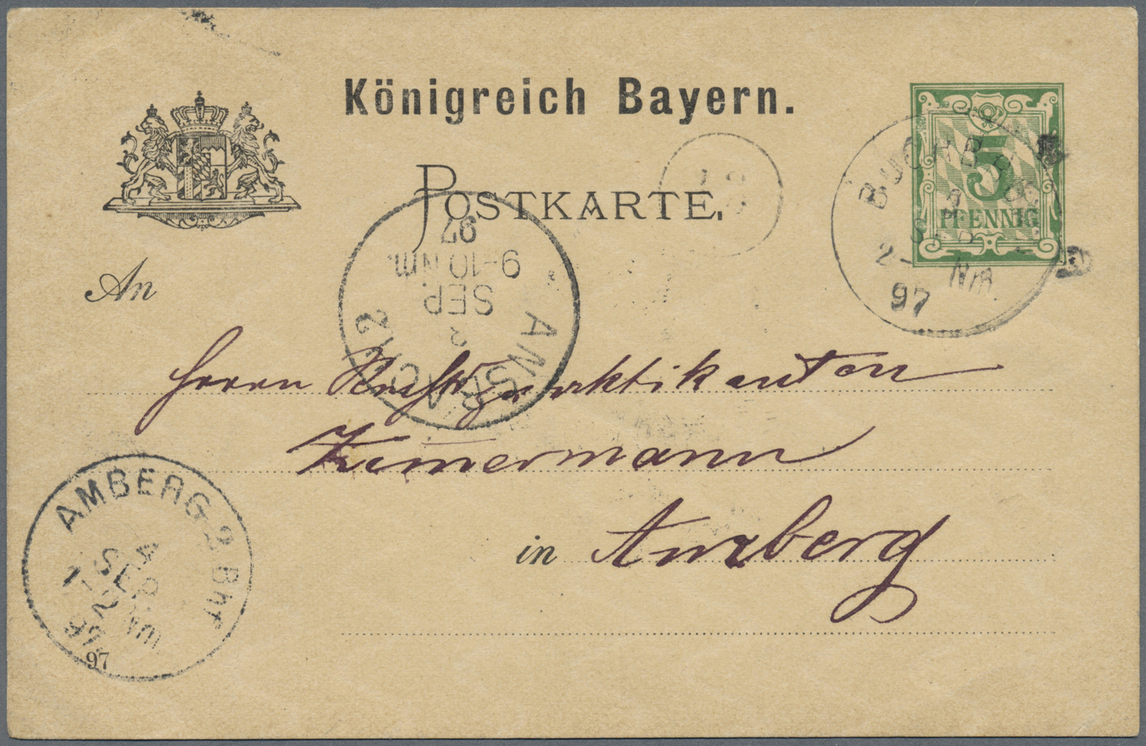 GA Bayern - Ganzsachen: 1897, 5 Pfg. Privatganzsachenkarte "Würzburg - Volksfest Anläßlich Der Kaiserta - Autres & Non Classés