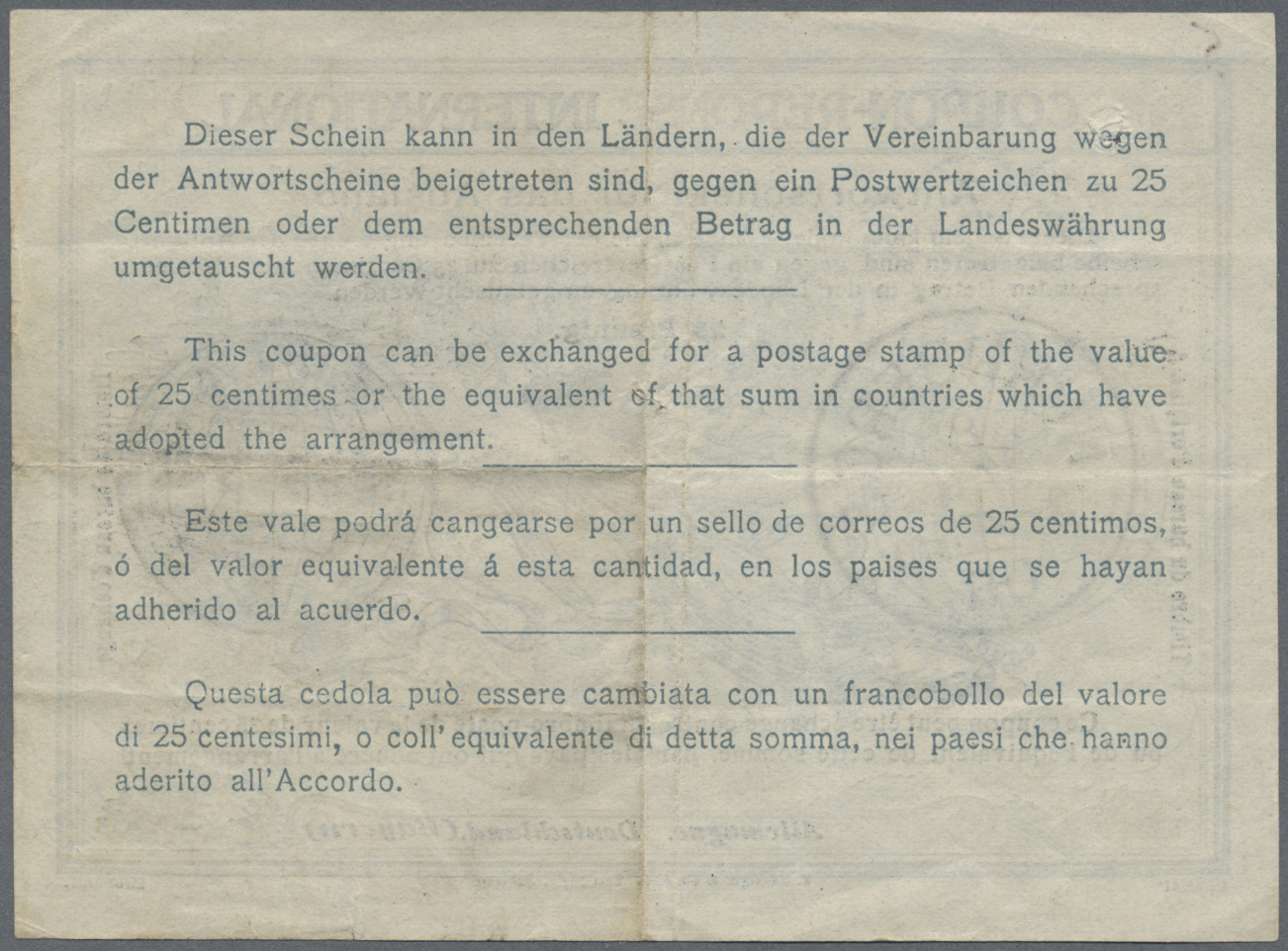GA Bayern - Ganzsachen: 1908/1921, 4 Antwortscheine Für Das Ausland Mit IAS2 Mit Nürnberg/Leipzig Sowie - Andere & Zonder Classificatie