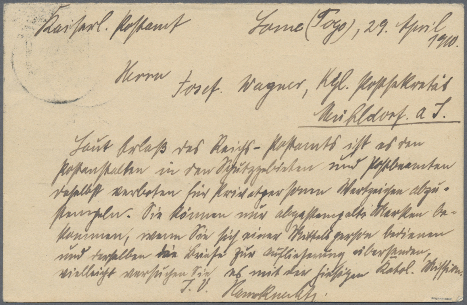 GA Bayern - Ganzsachen: 1909, einmalige und herausragende Dokumentation der deutschen Auslandspostämter