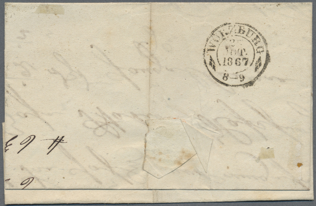 Br Bayern - Postablagestempel: "Burgreppach POSTABLAGE " L2 auf Brief mit 3 Kr. rot (berührt) + drei we