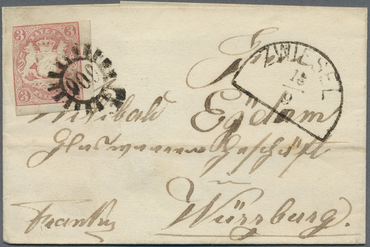 Br Bayern - Postablagestempel: "Burgreppach POSTABLAGE " L2 auf Brief mit 3 Kr. rot (berührt) + drei we