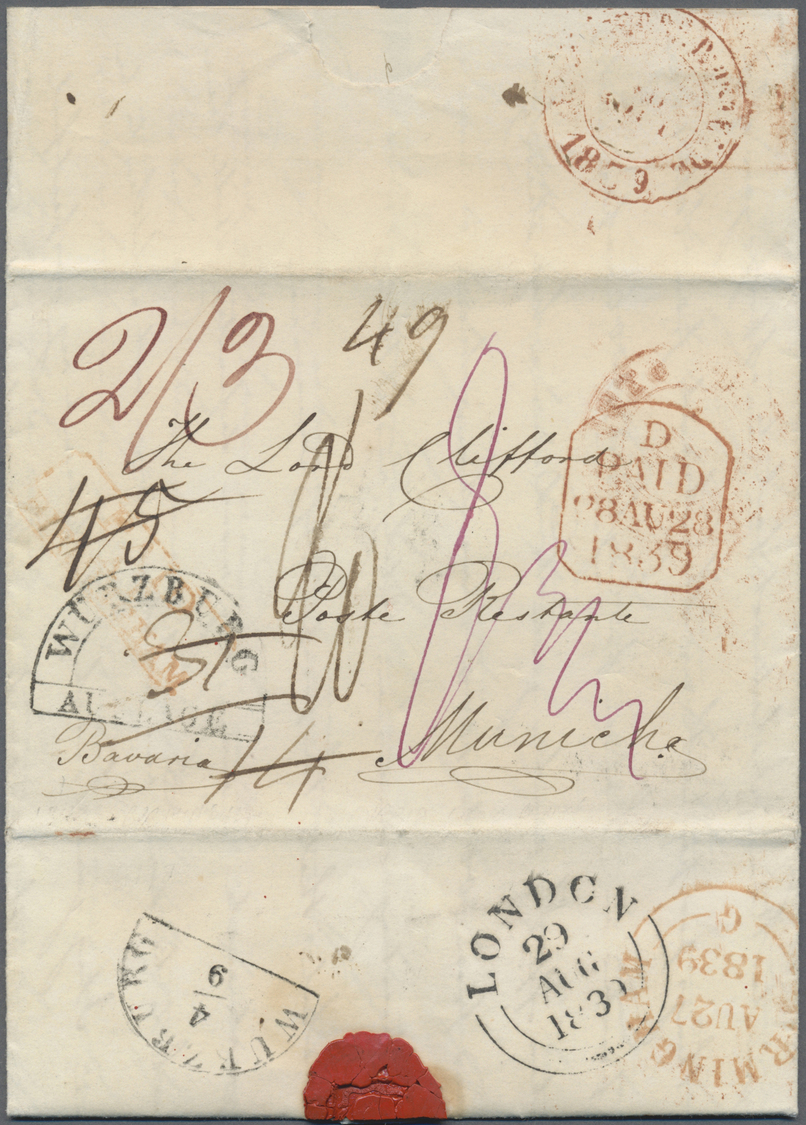 Br Bayern - Besonderheiten: 1839: Postlagerbrief Brief Aus Birmingham Nach München Mit Grabsteinstempel - Andere & Zonder Classificatie
