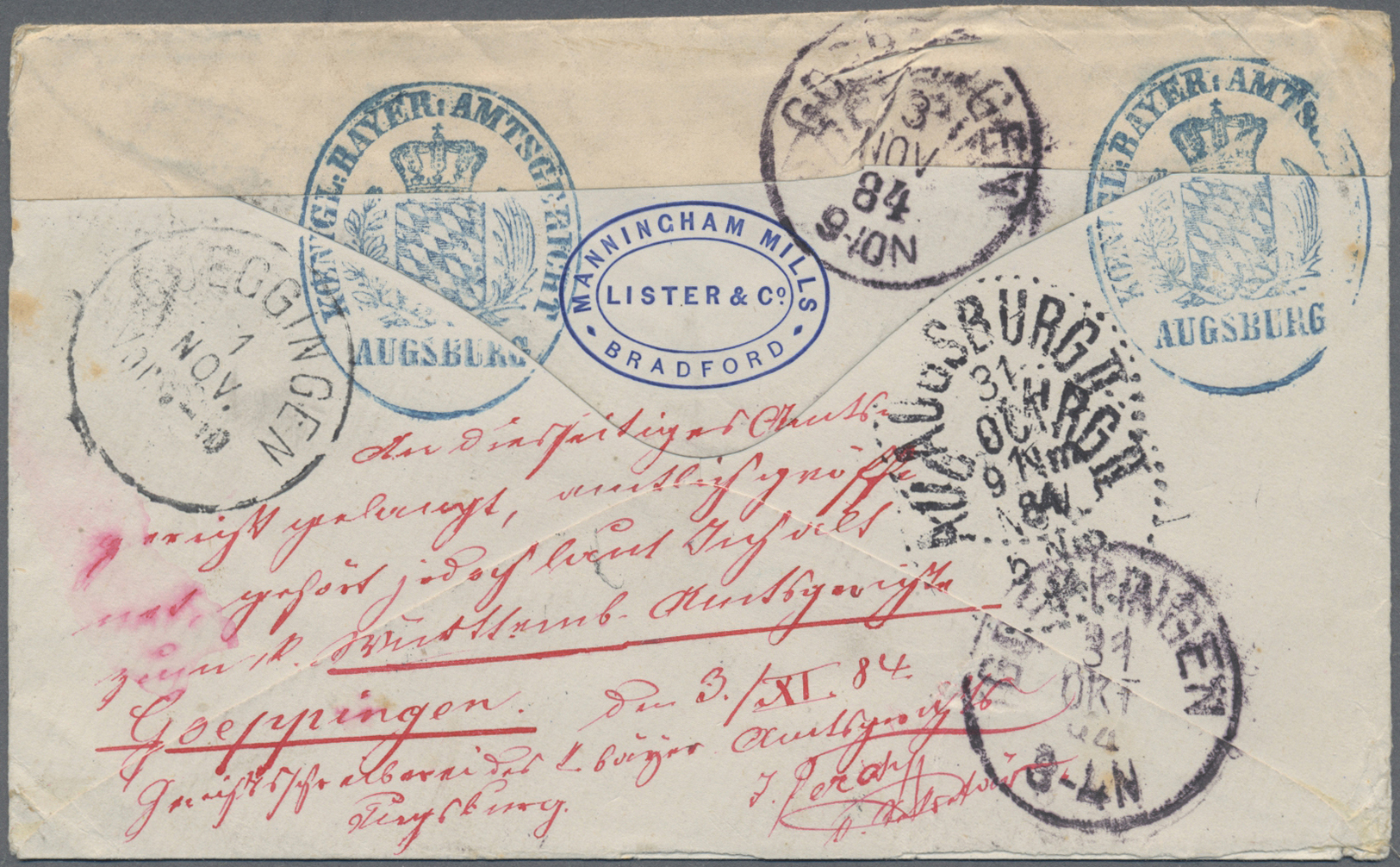 Br Bayern - Besonderheiten: 1884, Englische Marke 2 1/2 D Violett Auf Irrläufer-Brief Von Bradford An K - Andere & Zonder Classificatie