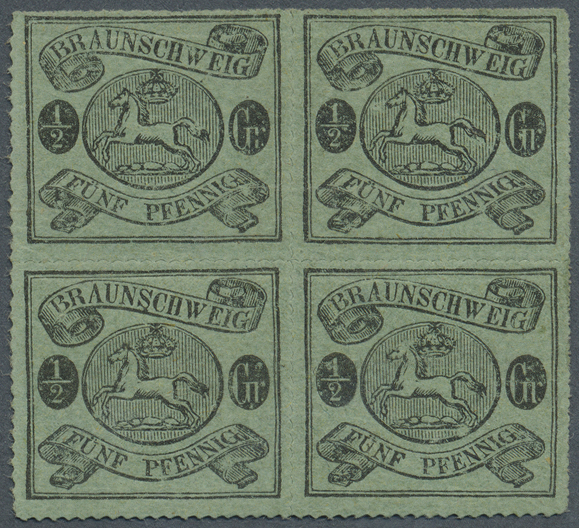*/ Braunschweig - Marken Und Briefe: 1861/65: ½ Gr. Schwarz/lebhaftgraugrün, Mit Allseits Vollständigem - Brunswick