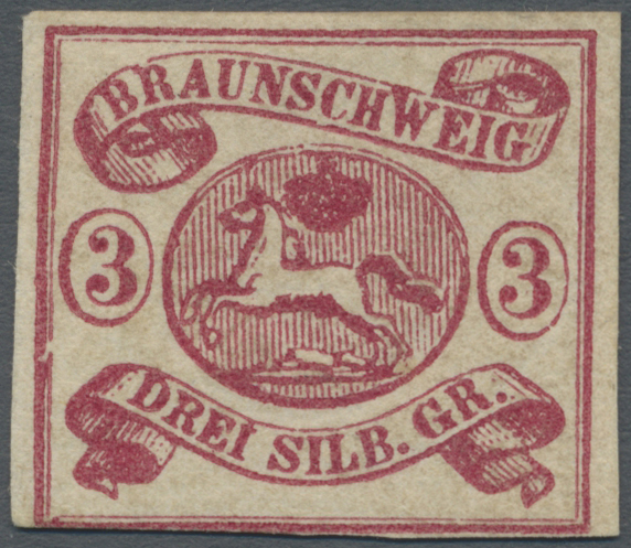 * Braunschweig - Marken Und Briefe: 3 Sgr. Lebhaftkarmin, Tiefe Farbe, Ungebraucht Mit Originalgummi, - Brunswick