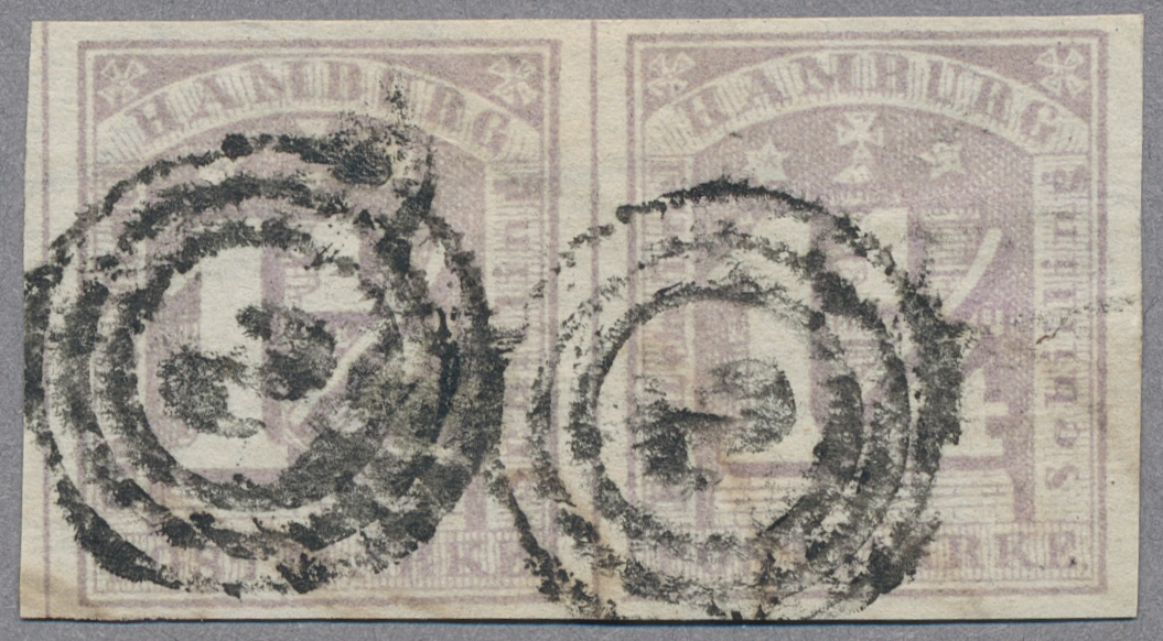 O/ Hamburg - Marken Und Briefe: 1864, 1 1/4 Schilling "malven", Waagerechtes Paar, Allseits Voll- Bis B - Hamburg