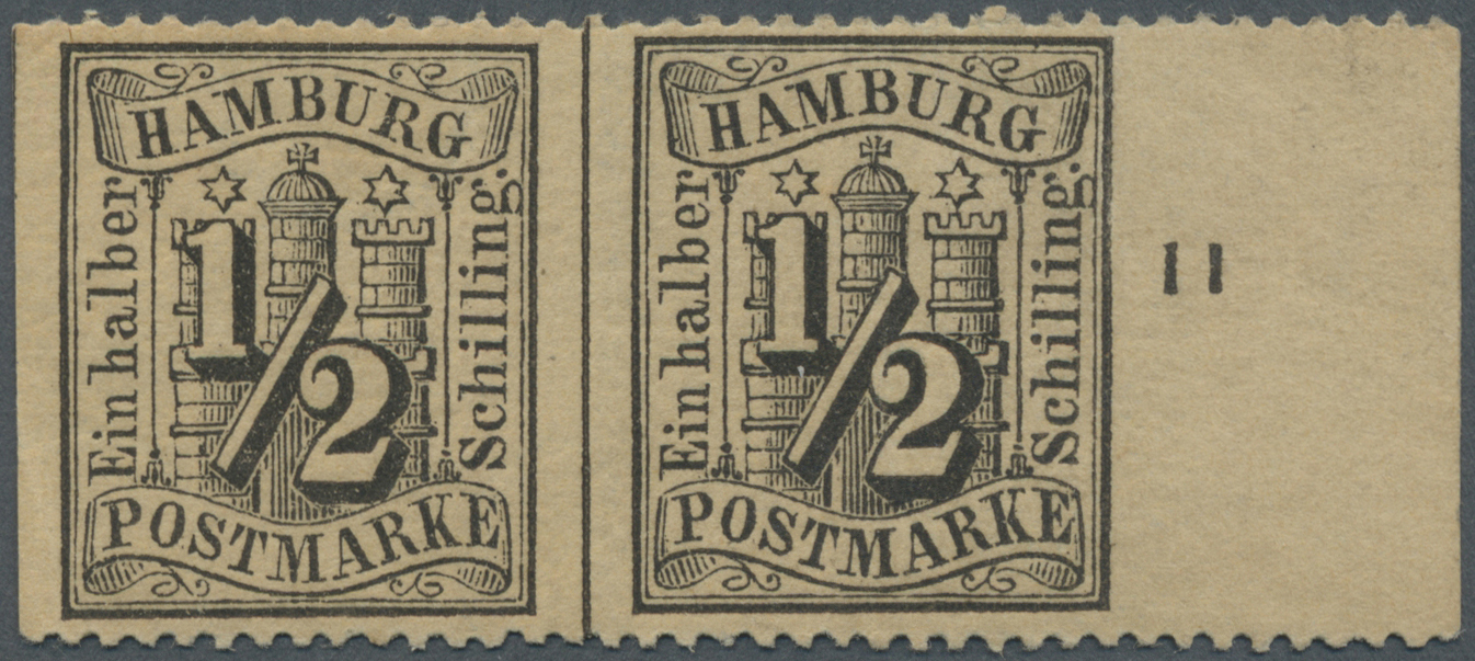 * Hamburg - Marken Und Briefe: 1/2 Sch. Im Waagerechten Randpaar Mit REIHENZÄHLER (Mi. +200%) Und Senk - Hamburg