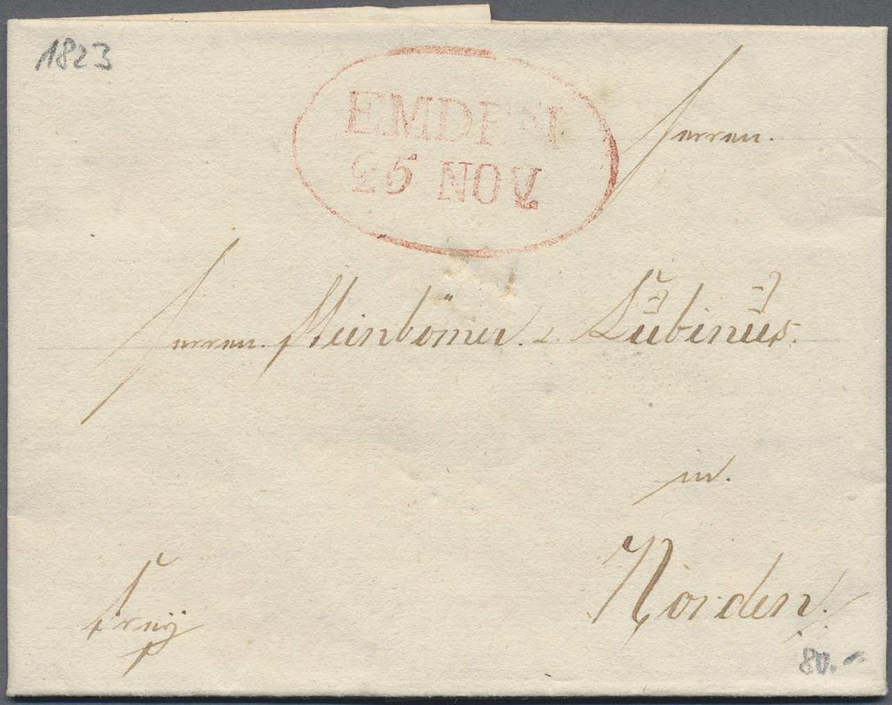 Br Hannover - Vorphilatelie: 1812/1828, EMDEN, 3 Vorphilatelistische Briefe Mit Verschiedenen Stempeln: - [Voorlopers
