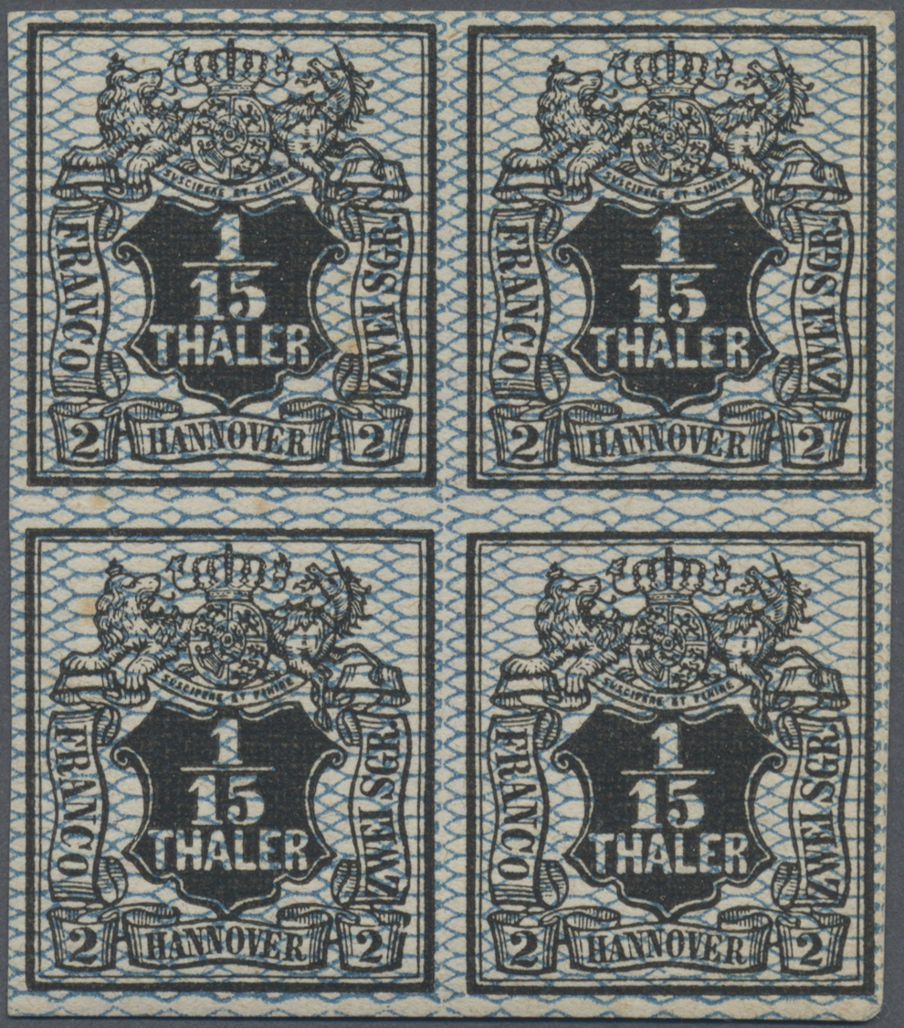 **/ Hannover - Marken Und Briefe: 1856. 1/15 Th. (2 Sgr) Schwarz Auf Papier Mit Weitmaschigem, Grauultra - Hanover