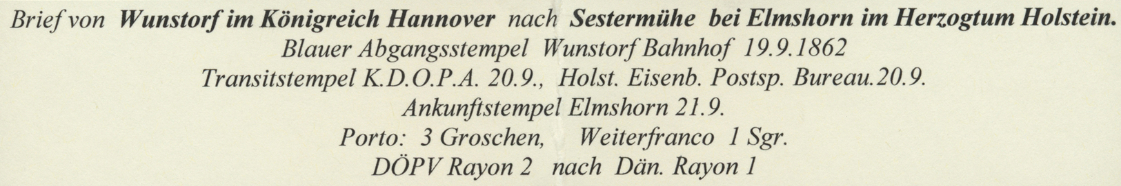 Br Hannover - Marken Und Briefe: 1861, 3 Gr. Mittelbraun, Allseits Vollrandig Mit Blauem DKr. "WUNSTORF - Hanovre