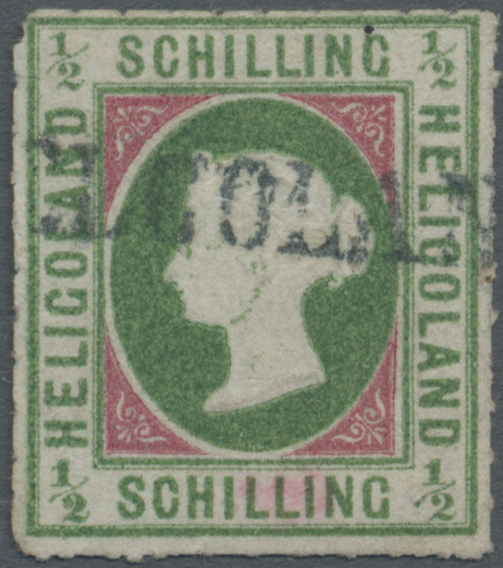 O Helgoland - Marken Und Briefe: 1867, ½ S Bläulichgrün/rötlichkarmin Mit Kopftype II Gestempelt Mit E - Héligoland