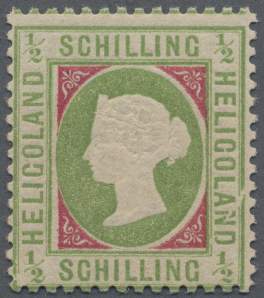 ** Helgoland - Marken Und Briefe: 1869. ½ Shilling Hellolivgrün/karmin, Postfrisches Exemplar, Rechts A - Héligoland