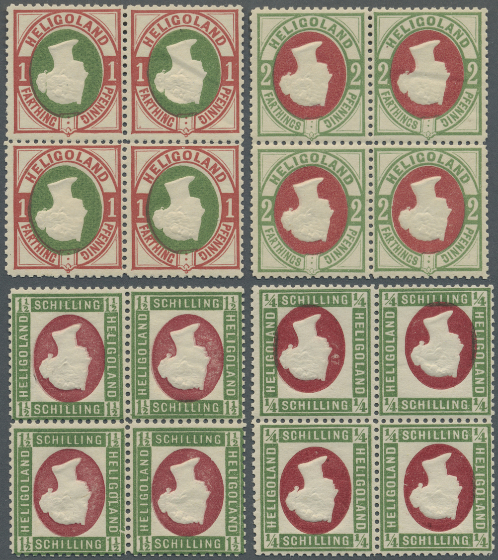 **/ Helgoland - Marken Und Briefe: 1875, Hamburger Neudrucke ¼ S, 1½ S, 1 F. Und 2 F. Mit KOPFSTEHENDEM - Héligoland