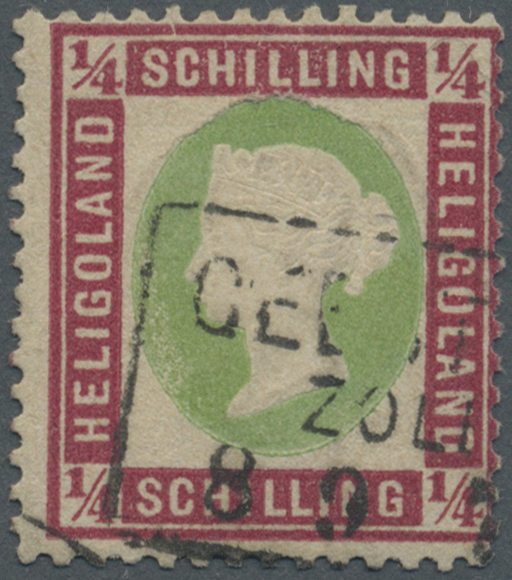 O Helgoland - Marken Und Briefe: 1873, Köngin Viktoria ¼ S Dunkelrotkarmin/gelblichgrün Mit Ra3 "GEEST - Heligoland