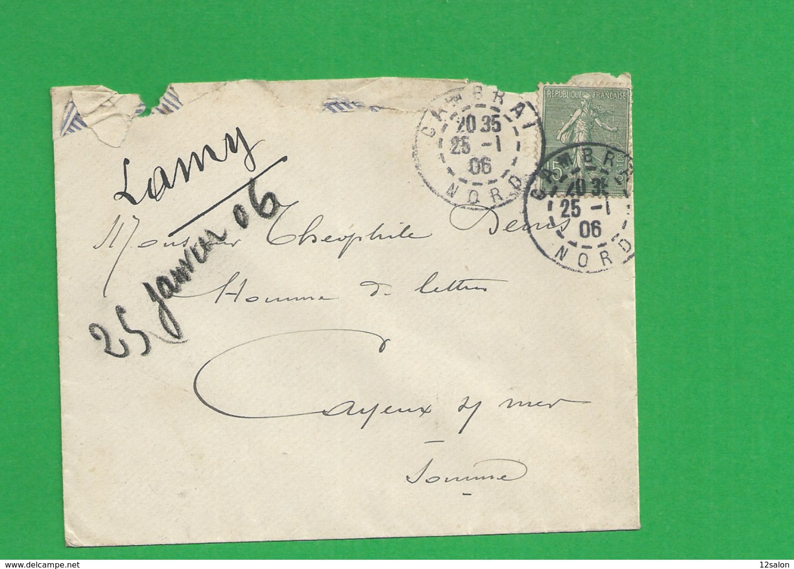 Lettre N° 129 Obl Cambrai - 1877-1920: Semi Modern Period