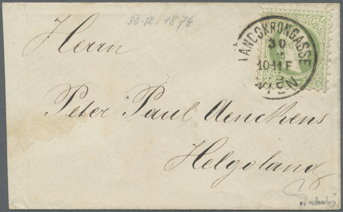 Br Helgoland - Besonderheiten: 1875: Helgoland Incoming Mail Aus Österreich Frankiert Mit Der 1867 Ausg - Héligoland