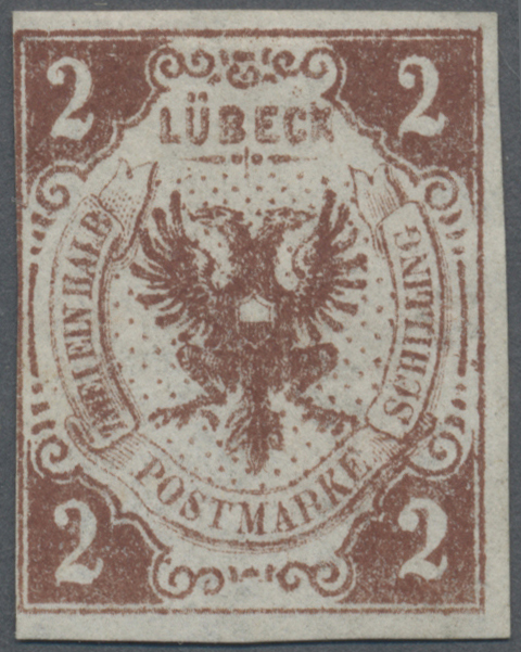 (*) Lübeck - Marken Und Briefe: 1859, 2 S Mit Fehldruck "ZWEI EIN HALB" Im Linken Schriftband, Ungebrauc - Luebeck