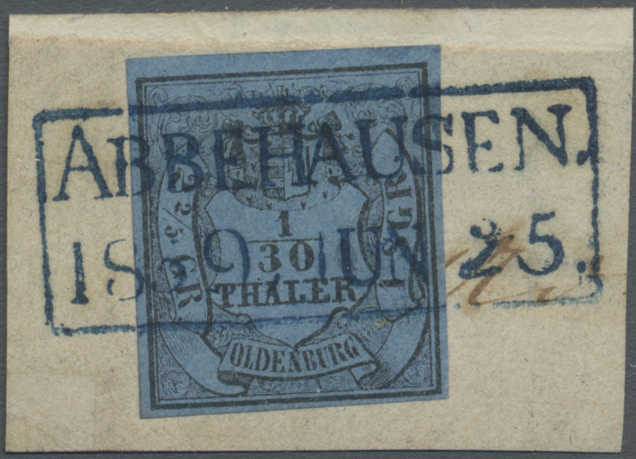Brfst Oldenburg - Marken Und Briefe: 1854, 1/30 Th. Schwarz Auf Lebhaftgrauultramarin, Type III, Voll- Bis - Oldenbourg