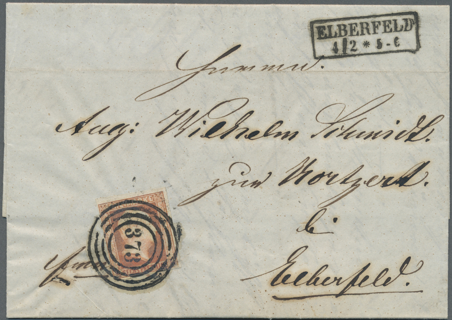 Br Preußen - Marken Und Briefe: 1850, ½ Sgr. Lebhaftorange Allseits Vollrandig Mit Nr.-St. "343" Und Ne - Andere & Zonder Classificatie