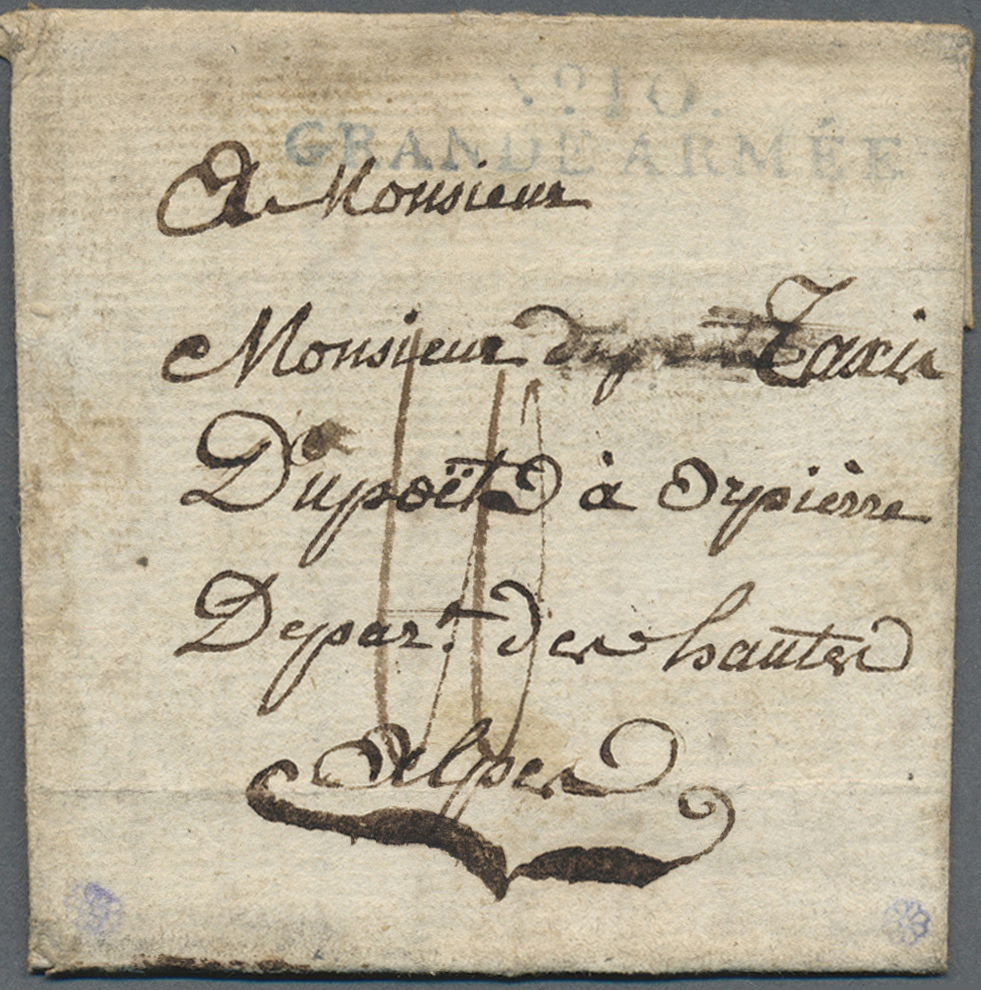 Br Preußen - Französische Armeepost: 1807, "No. 10 GRANDE-ARMÉE" (Sagan?), Blauer L2 Klar Auf Komplette - Préphilatélie