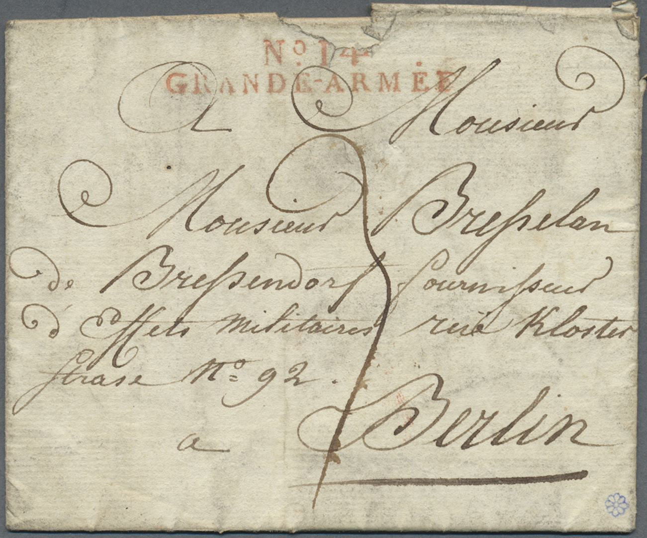 Br Preußen - Französische Armeepost: 1812, "No.14 GRANDE-ARMEE", Roter L2 Klar Auf Komplettem Faltbrief - Prephilately