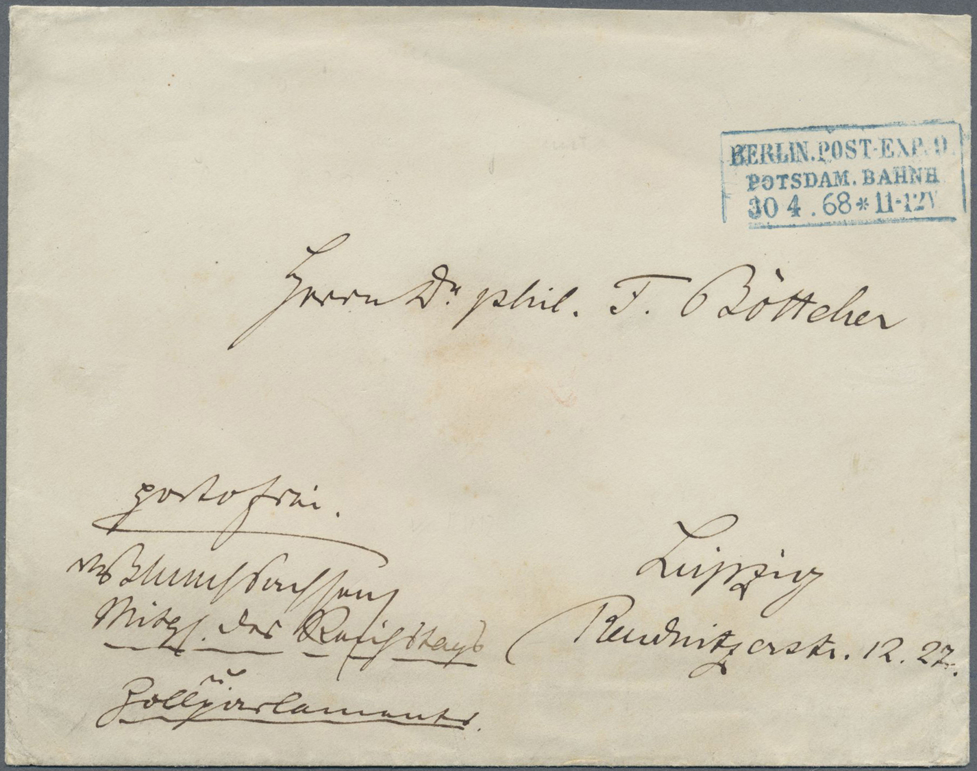 Br Preußen - Besonderheiten: 1866/1868, vier portofreie Briefe von Mitgliedern des Abgeordnetenhaus mit