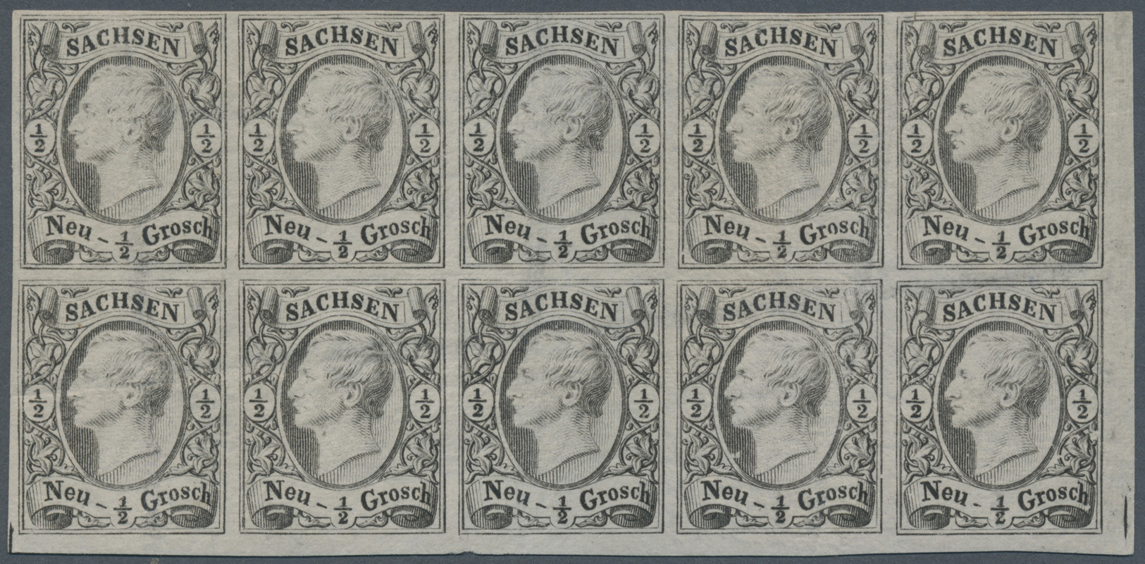 * Sachsen - Marken Und Briefe: 1855, 1/2 Ngr. Schwarz Auf Grau, Ungebraucht, Druck Von Der Kupferplatt - Saxony