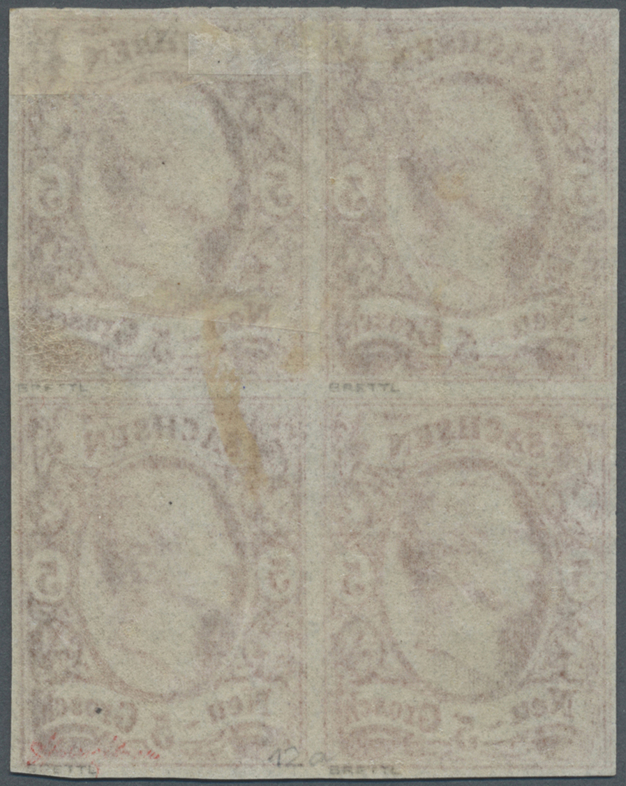 * Sachsen - Marken Und Briefe: 1856, 5 Ngr. König Johann, Ungebrauchter Viererblock, Dunkelrotorange A - Saxony