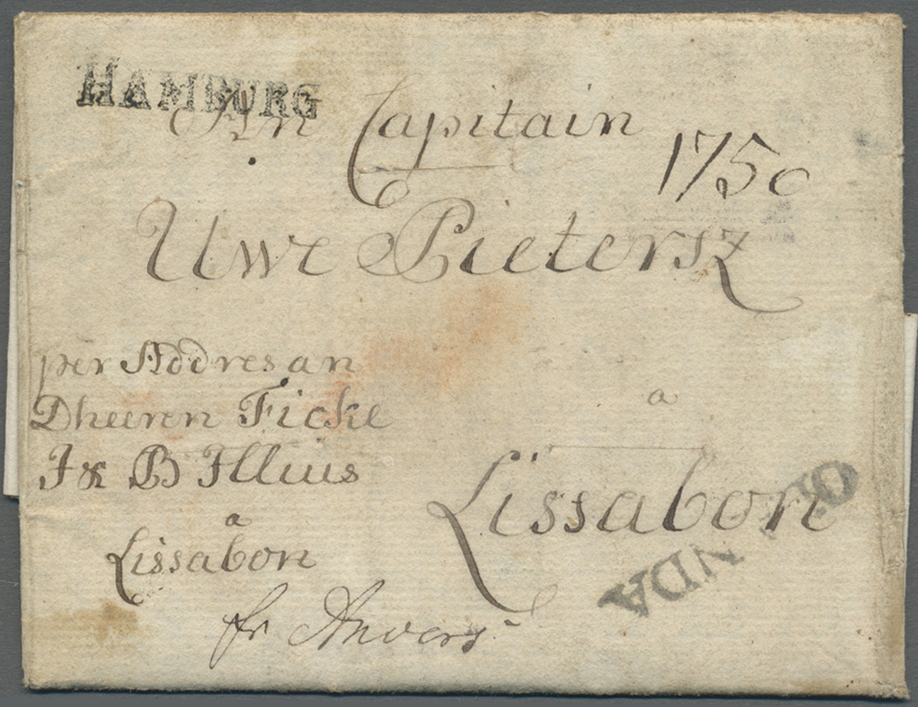 Br Schleswig-Holstein - Vorphilatelie: 1770, Brief Aus ALTONA Nach Lissabon über Hamburg (L1) Und Antwe - [Voorlopers