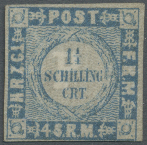 (*) Schleswig-Holstein - Marken Und Briefe: 1864, 1¼ Schillinge Grauultramarin Mit Weit Gewelltem Hinter - Autres & Non Classés