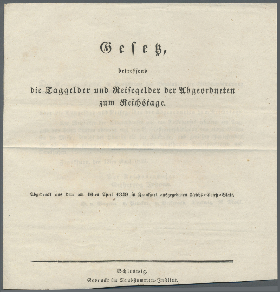 Br Thurn & Taxis - Vorphilatelie: 1849, Gedruckten Dokument "Gesetz Betreffend Die Taggelder Und Reiseg - [Voorlopers