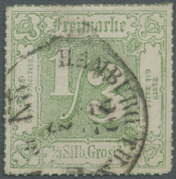 O Thurn & Taxis - Marken Und Briefe: 1866, 1/3 Sgr. Grün Mit Zentrischem Farbigem Durchstich Und K1 "H - Autres & Non Classés