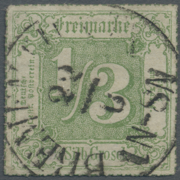 O Thurn & Taxis - Marken Und Briefe: 1866, 1/3 Sgr. Grün Mit Zentrischem Farbigem Durchstich Und K1 "B - Autres & Non Classés