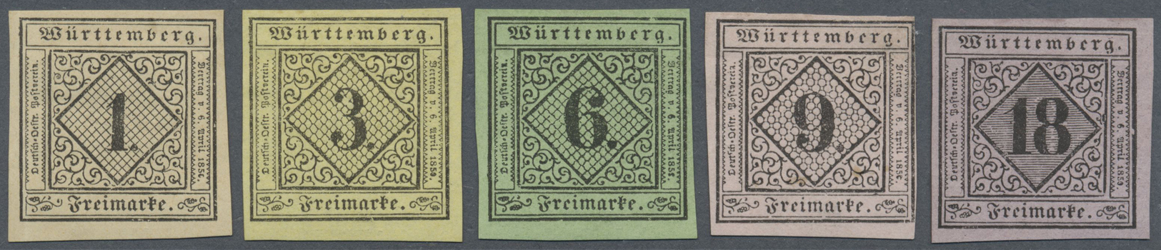 (*) Württemberg - Marken Und Briefe: 1851, 1 Kr. Bis 18 Kr. Ungebraucht Kompletter Satz Der Amtlichen Ne - Autres & Non Classés