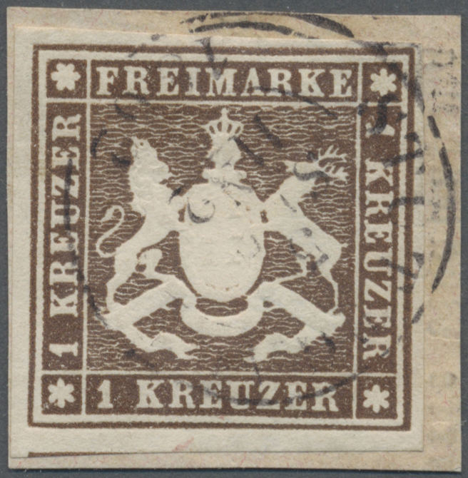 Brfst Württemberg - Marken Und Briefe: 1859, Freimarke 1 Kr. Tiefdunkelbraun, Breit- Bis überrandig Geschn - Andere & Zonder Classificatie