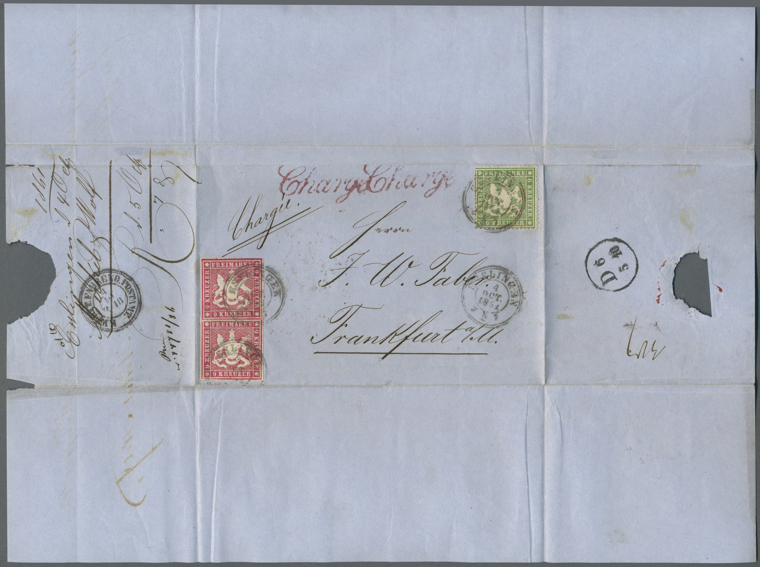 Br Württemberg - Marken Und Briefe: 1859/1861, 2 Dekorative Und Seltene Belege, Der Erste Mit Zwei 9 Kr - Autres & Non Classés