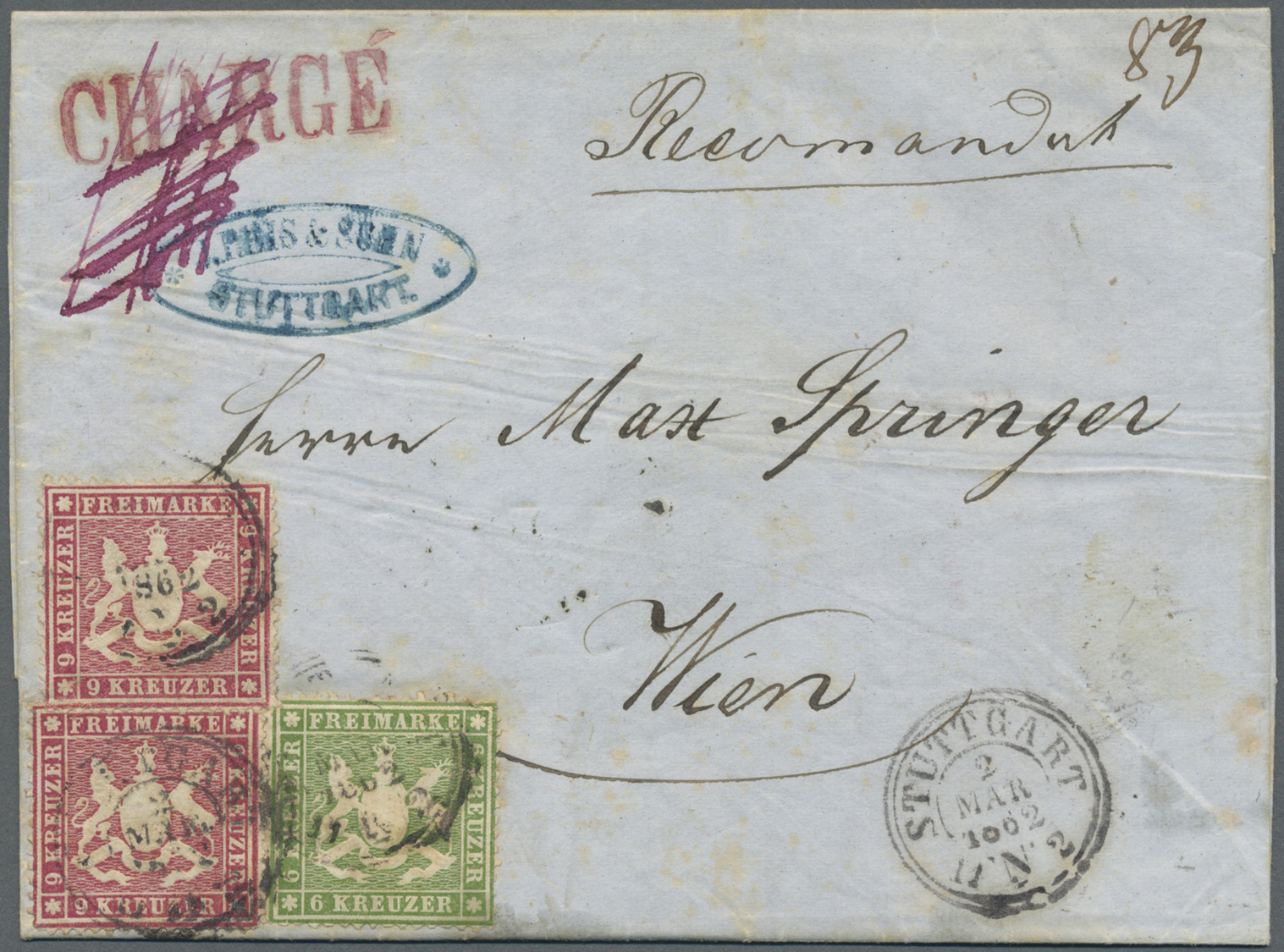 Br Württemberg - Marken Und Briefe: 1859/1861, 2 Dekorative Und Seltene Belege, Der Erste Mit Zwei 9 Kr - Autres & Non Classés