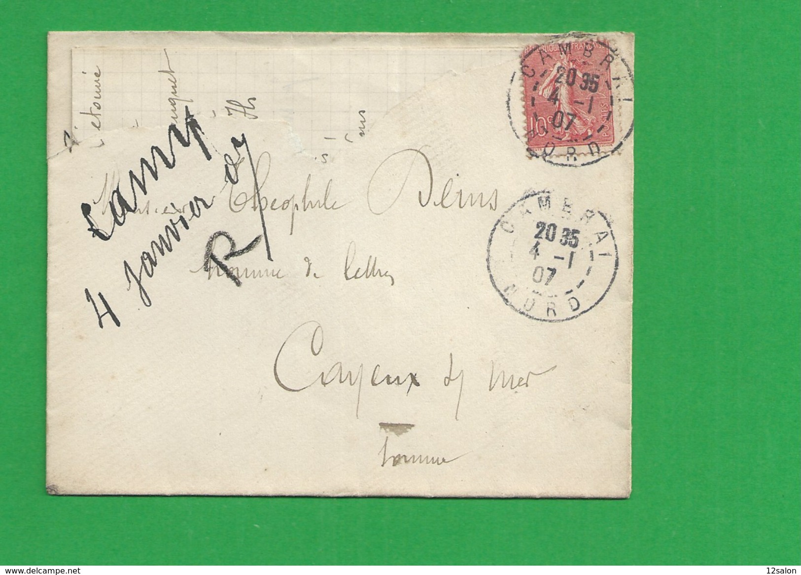 Lettre N° 129 Obl Cambrai - 1877-1920: Période Semi Moderne