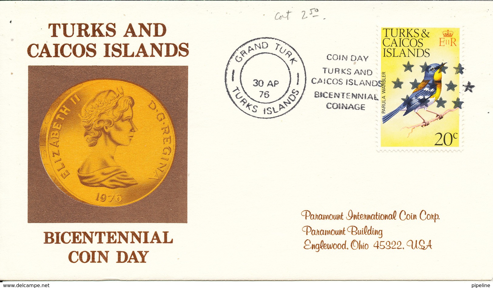 Turks & Caicos Islands FDC 30-4-1976 U.S. Bi-Centennial 1776 - 1976 With Cachet - Us Independence