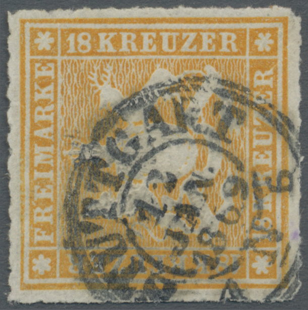 O Württemberg - Marken Und Briefe: 1867, 18 Kr. Orangegelb, Durchstich Minimal Unregelmäßig. Prachtstü - Autres & Non Classés