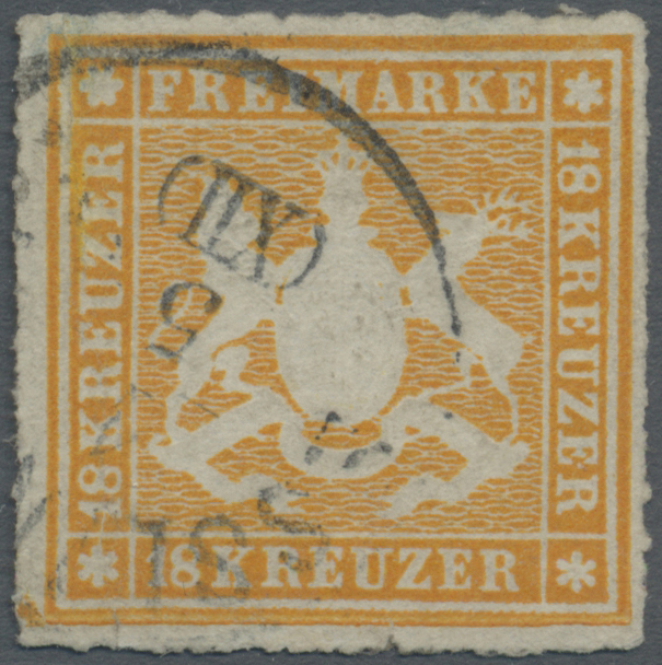 O Württemberg - Marken Und Briefe: 1867, 18 Kr. Orangegelb, Prachtvolles Exemplar Mit Deutlich Sichtba - Andere & Zonder Classificatie