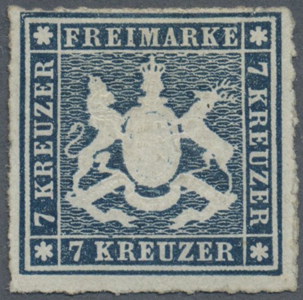 (*) Württemberg - Marken Und Briefe: 1868, Wappen 7 Kr. Schieferblau, Durchstochen, Ungebraucht Ohne Gum - Andere & Zonder Classificatie