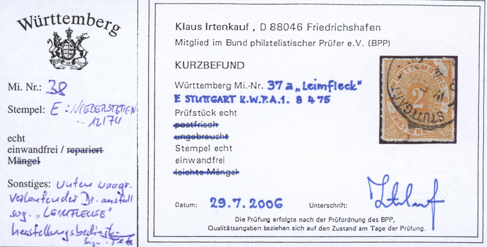 O Württemberg - Marken Und Briefe: 1869, Ovalausgabe 1 Kr., 2 Kr., 2x 3 Kr. Gestempelt, Alle Mit Teilw - Andere & Zonder Classificatie