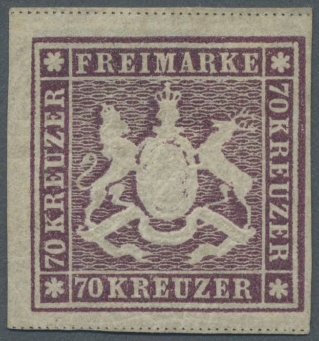 * Württemberg - Marken Und Briefe: 1873, 70 Kr. Braunlila, Allseits Sehr Breitrandig (Bogenfeld 2) Mit - Andere & Zonder Classificatie