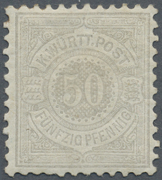 * Württemberg - Marken Und Briefe: 1875, 50 Pf. Hellgrau, Ungebraucht Mit Originalgummi Und Falzspuren - Andere & Zonder Classificatie