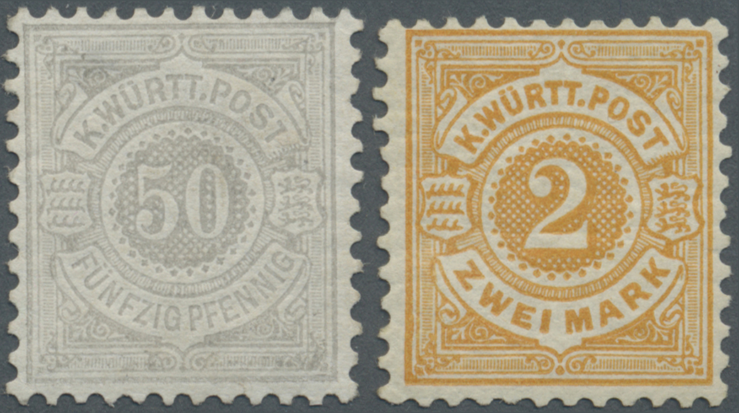 * Württemberg - Marken Und Briefe: 1875, 50 Pfg. Und 2 Mark Weiße Ziffern Als Ungebrauchte Satz-Endwer - Andere & Zonder Classificatie