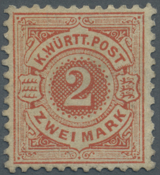 (*) Württemberg - Marken Und Briefe: 1878, 2 M Dunkelzinnoberrot Auf Hellchromgelb Mit Rs. Aufdruck "Unv - Andere & Zonder Classificatie