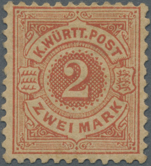 * Württemberg - Marken Und Briefe: 1879, 2 M. Dunkelzinnoberrot Auf Hellchromgelb, Ungebraucht Mit Ori - Andere & Zonder Classificatie